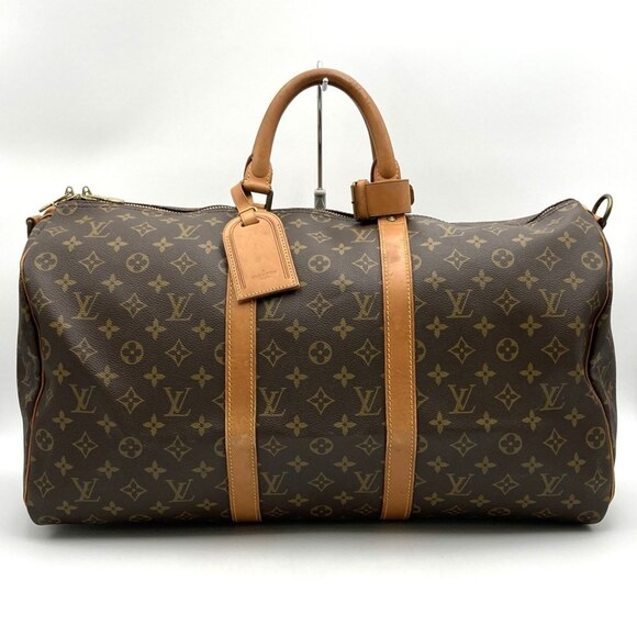LOUIS VUITTON Brown Monogram Canvas Keepall 50 Boston Bag